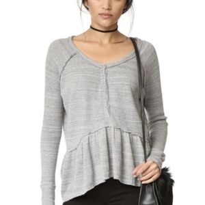Free People We The Free Coastline Peplum Thermal Long Sleeve Top XS Oversized
